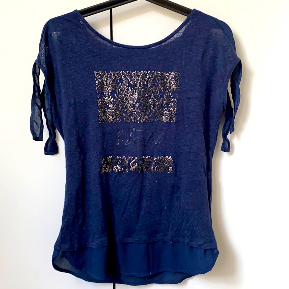 Grain de Malice I Blue and Gold Textured Shirt